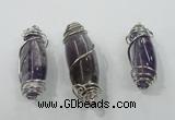 NGP1346 20*55mm - 22*60mm nuggets amethyst pendants with brass setting