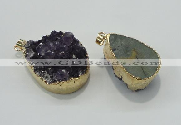 NGP1402 22*35mm - 30*40mm freeform druzy amethyst pendants wholesale