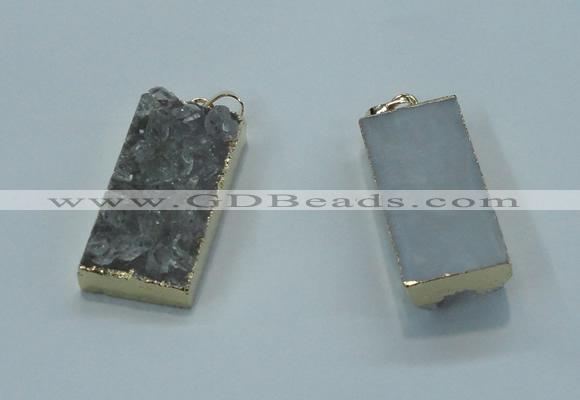 NGP1408 15*30mm - 18*35mm rectangle druzy amethyst pendants wholesale