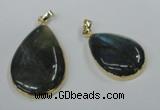 NGP1409 22*30mm - 25*35mm flat teardrop labradorite pendants wholesale