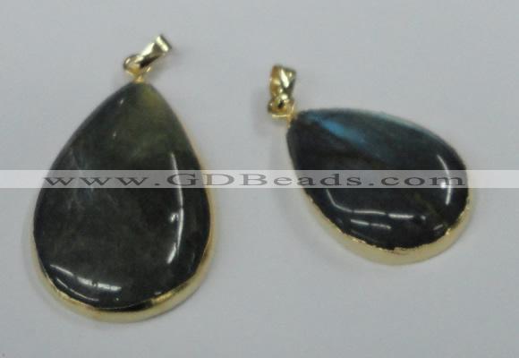 NGP1409 22*30mm - 25*35mm flat teardrop labradorite pendants wholesale