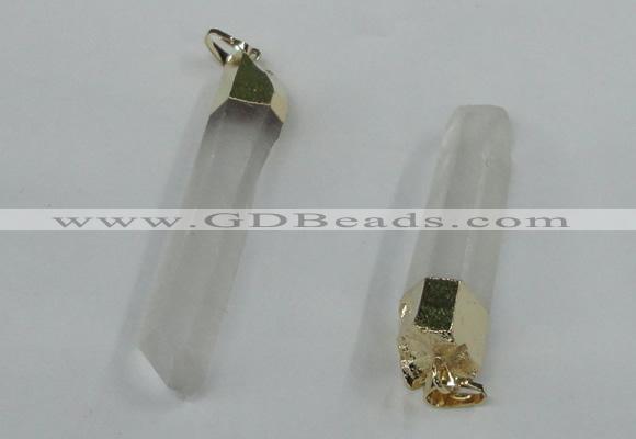 NGP1420 9*50mm - 11*60mm stick white crystal gemstone pendants