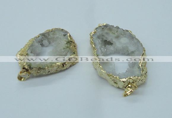 NGP1422 35*45mm - 45*55mm freeform plated druzy agate pendants