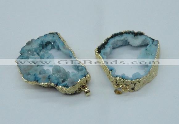 NGP1424 30*45mm - 45*55mm freeform plated druzy agate pendants