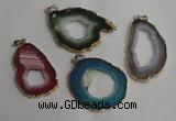 NGP1431 30*45mm - 45*55mm freeform plated druzy agate pendants