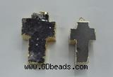 NGP1447 20*40mm - 30*55mm cross druzy amethyst gemstone pendants