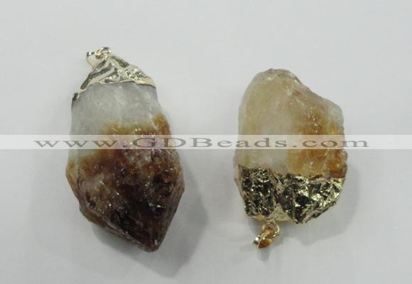 NGP1458 25*40mm - 35*55mm nuggets citrine gemstone pendants