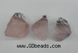 NGP1483 20*35mm - 25*45mm nuggets rose quartz pendants