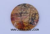 NGP149 2pcs 40mm flat round picasso jasper gemstone pendants