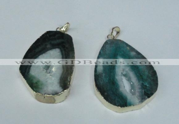 NGP1493 30*45mm - 40*50mm freeform plated druzy agate pendants