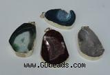 NGP1494 30*45mm - 40*50mm freeform plated druzy agate pendants