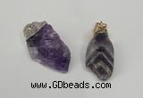 NGP1504 20*30mm - 25*50mm nuggets amethyst gemstone pendants