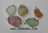 NGP1511 20*30mm - 25*35mm freeform plated druzy agate pendants