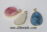 NGP1516 20*30mm - 25*35mm freeform plated druzy agate pendants