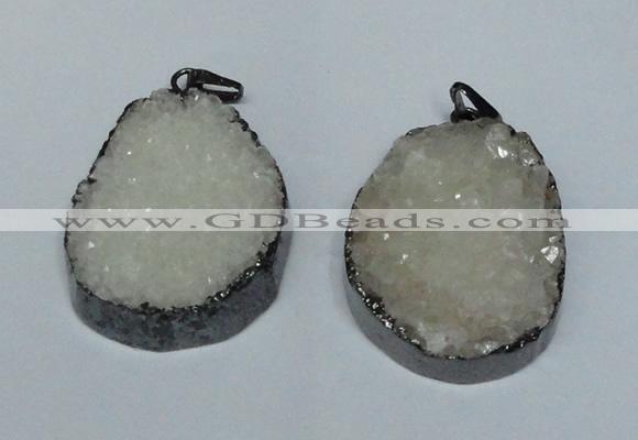 NGP1518 30*35mm - 30*40mm freeform plated druzy agate pendants