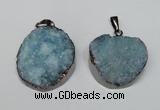 NGP1522 30*35mm - 30*40mm freeform plated druzy agate pendants