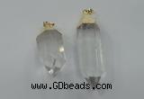 NGP1547 18*35mm - 15*50mm faceted nuggets white crystal pendants