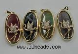 NGP1564 8*28*60mm oval agate with brass setting pendants