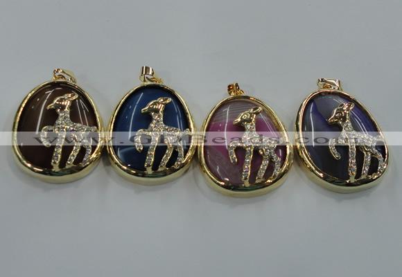 NGP1565 8*40*50mm teardrop agate with brass setting pendants