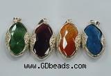 NGP1566 11*32*58mm marquise agate with brass setting pendants