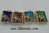 NGP1568 9*33*45mm rectangle agate with brass setting pendants