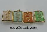 NGP1569 9*35*45mm rectangle agate with brass setting pendants