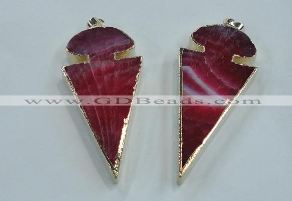 NGP1572 30*65mm arrowhead agate gemstone pendants