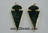 NGP1573 30*65mm arrowhead agate gemstone pendants