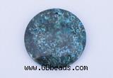 NGP163 2pcs 40mm flat round dyed chrysocolla gemstone pendants