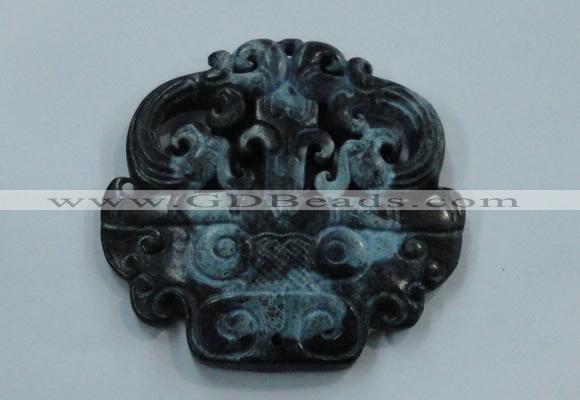 NGP1642 63*65mm Carved dyed natural hetian jade pendants wholesale