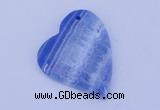 NGP165 2pcs 36*40mm heart dyed blue lace agate gemstone pendants