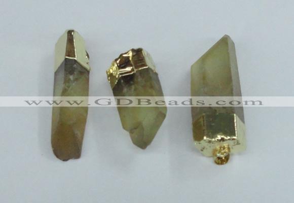 NGP1668 12*35mm - 18*50mm faceted nuggets lemon quartz pendants