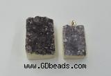 NGP1670 25*35mm - 30*45mm rectangle druzy amethyst pendants