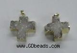 NGP1680 25*26mm - 27*28mm cross druzy agate pendants wholesale