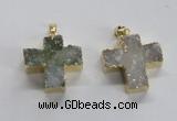 NGP1682 25*26mm - 27*28mm cross druzy agate pendants wholesale