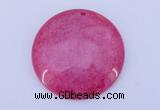 NGP170 2pcs 45mm flat round dyed white jade gemstone pendants