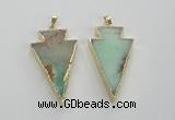 NGP1703 27*47mm arrowhead australia chrysoprase pendants