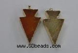 NGP1714 28*50mm - 30*55mm arrowhead agate gemstone pendants