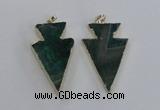 NGP1718 28*50mm - 30*55mm arrowhead agate gemstone pendants