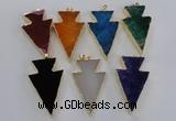 NGP1719 28*50mm - 30*55mm arrowhead agate gemstone pendants