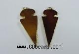 NGP1722 30*65mm arrowhead agate gemstone pendants wholesale