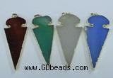 NGP1725 30*65mm arrowhead agate gemstone pendants wholesale