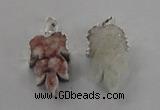 NGP1747 22*30mm - 25*35mm carved leaf druzy agate pendants