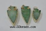 NGP1748 20*30mm - 25*50mm arrowhead druzy agate gemstone pendants