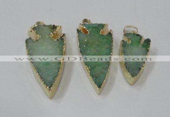 NGP1748 20*30mm - 25*50mm arrowhead druzy agate gemstone pendants