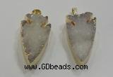 NGP1750 20*30mm - 25*50mm arrowhead druzy agate gemstone pendants