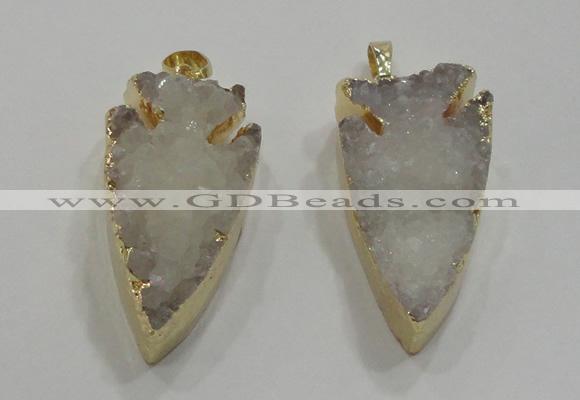 NGP1750 20*30mm - 25*50mm arrowhead druzy agate gemstone pendants