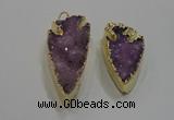 NGP1751 20*30mm - 25*50mm arrowhead druzy agate gemstone pendants