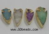 NGP1752 20*30mm - 25*50mm arrowhead druzy agate gemstone pendants