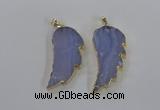 NGP1773 22*45mm - 25*50mm wing-shaped agate gemstone pendants